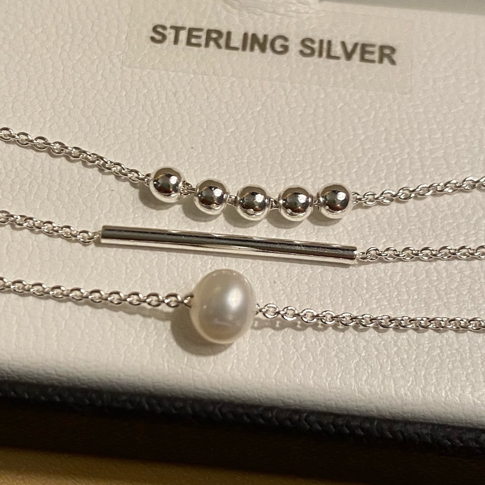 Giani Bernini Sterling Silver/Pearl 3-Bracelet Set